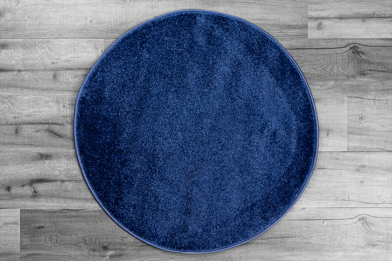 Zora egyszínű körszőnyeg Mélykék 80 cm átmérőjű